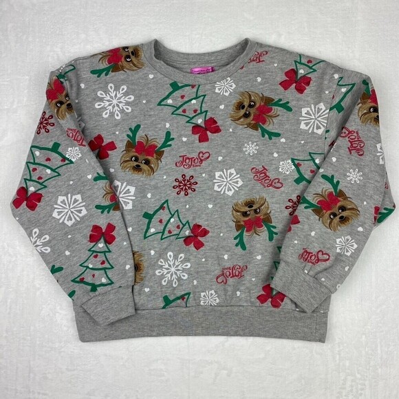 Nickelodeon Girls Christmas Sweater 14/16 Extra Large Gray Crewneck Pullover - Picture 1 of 7
